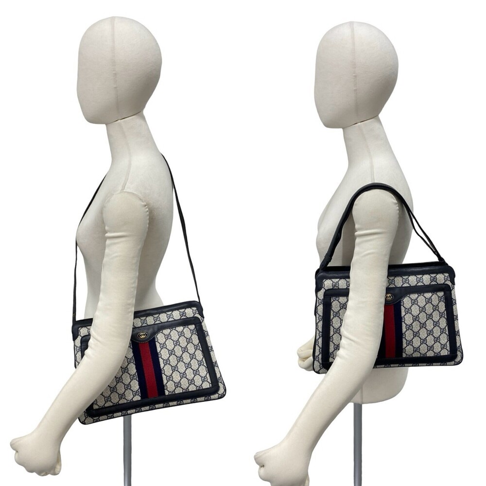 GUCCI Old Gucci Sherry Line GG Logo Pattern Leather Shoulder Bag/Sacoche - Na... - Picture 2 of 10